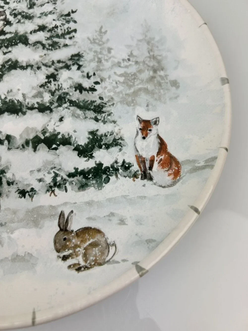 Certified International Susan Winget Winter's Frost Animals Winter Dinner Plate